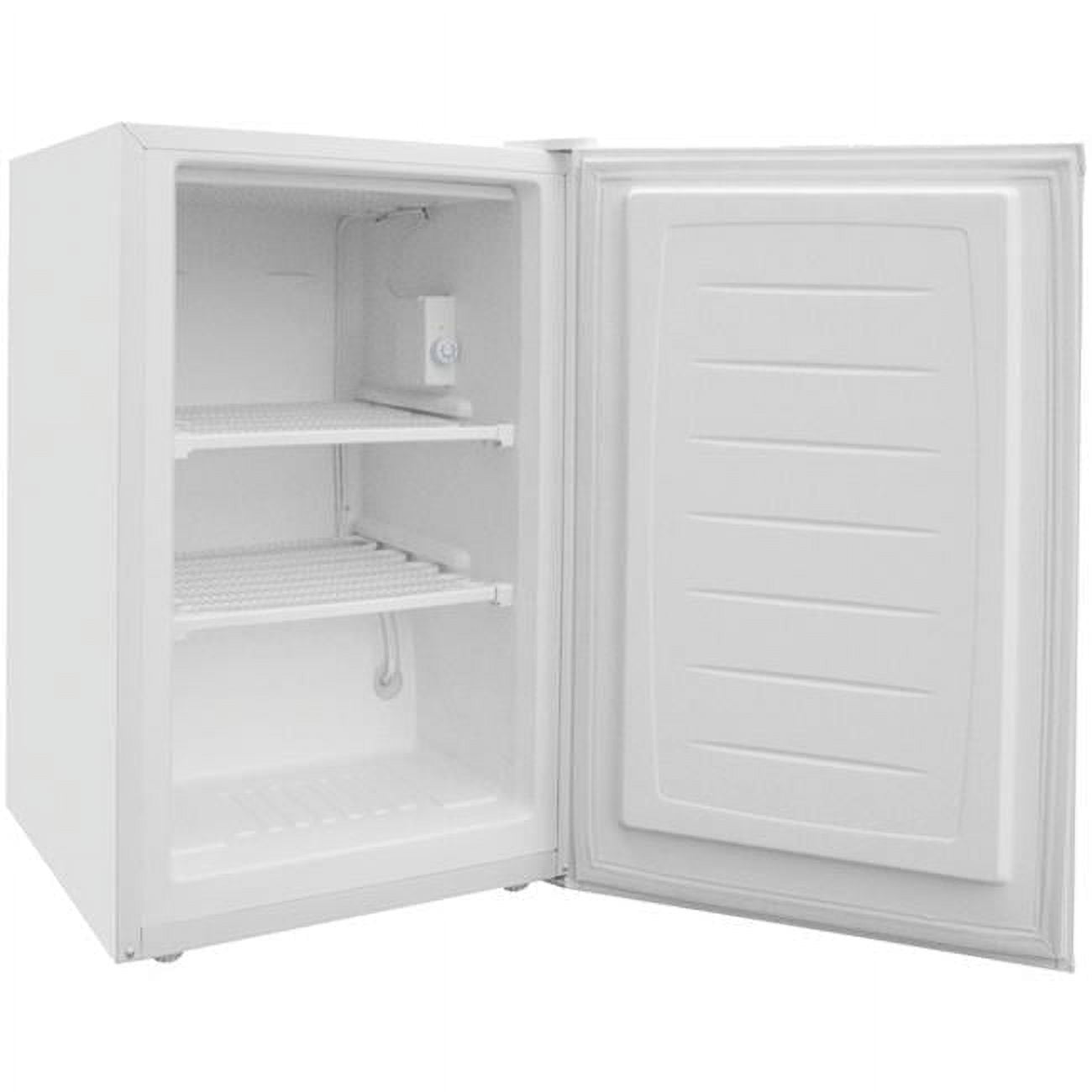 Compact White Freestanding Upright Freezer with Wire Shelves