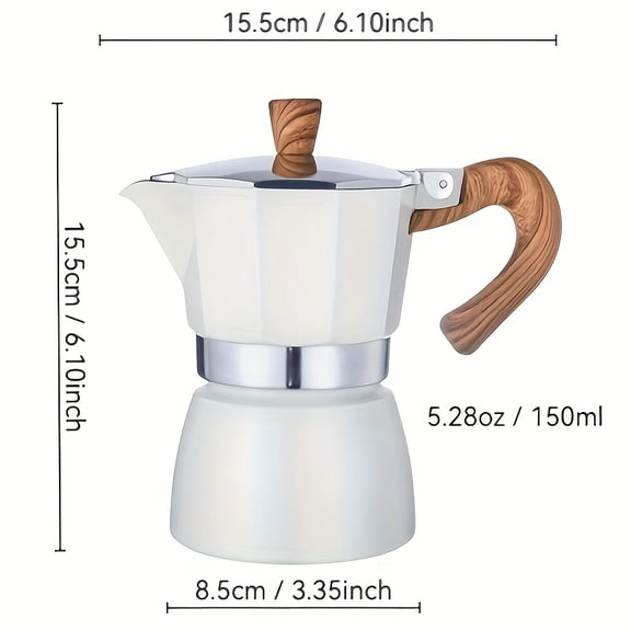 3 Cup/5.28oz Moka Pot Stovetop Espresso Maker - Italian Cuban Coffee Percolator for Cappuccino Latte, Camping Home Use