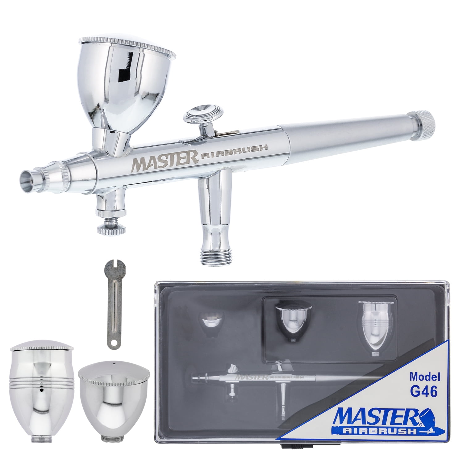 3 Cup Master G46 Dual-Action Gravity Airbrush Set Hobby Auto Paint Cake Tattoo