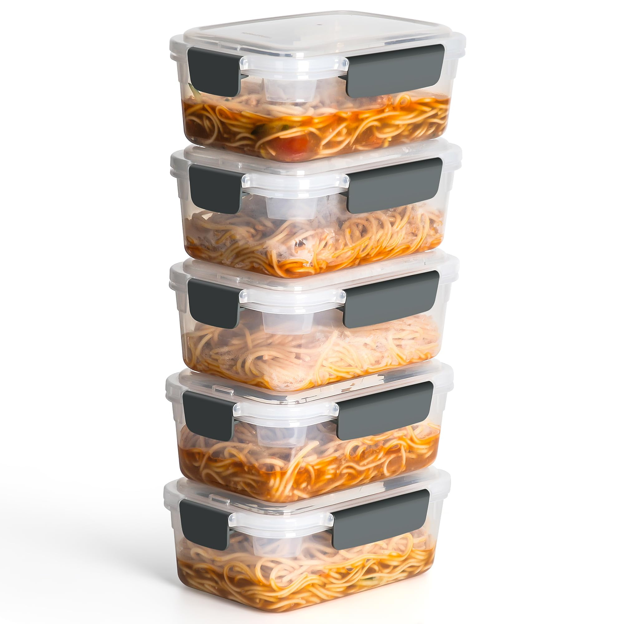 3 Cup Plastic Food Storage Containers with Lids, Nestable Rectangle ...