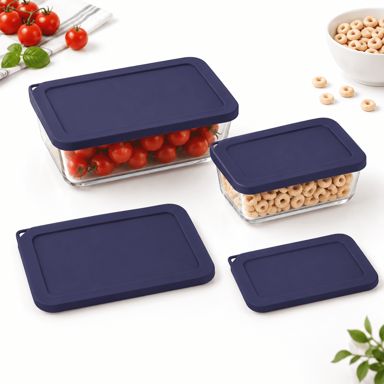 3 Cup Rectangle Silicone Replacement Lids For Pyrex 7210-pc Glass ...