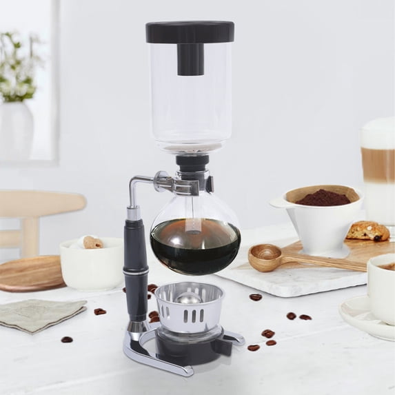 3-Cup Siphon Syphon Coffee Maker Manual Coffee Maker Tabletop Glass Vacuum Siphon Coffee Brewer Black