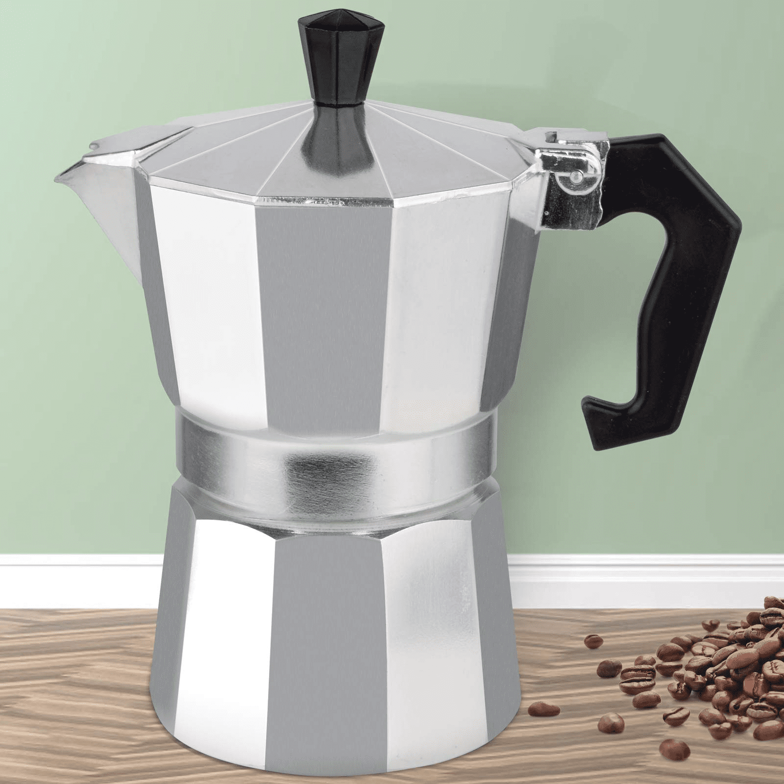 Electric Aluminum Espresso Coffee Maker, 400 W,3 Cup , Silver