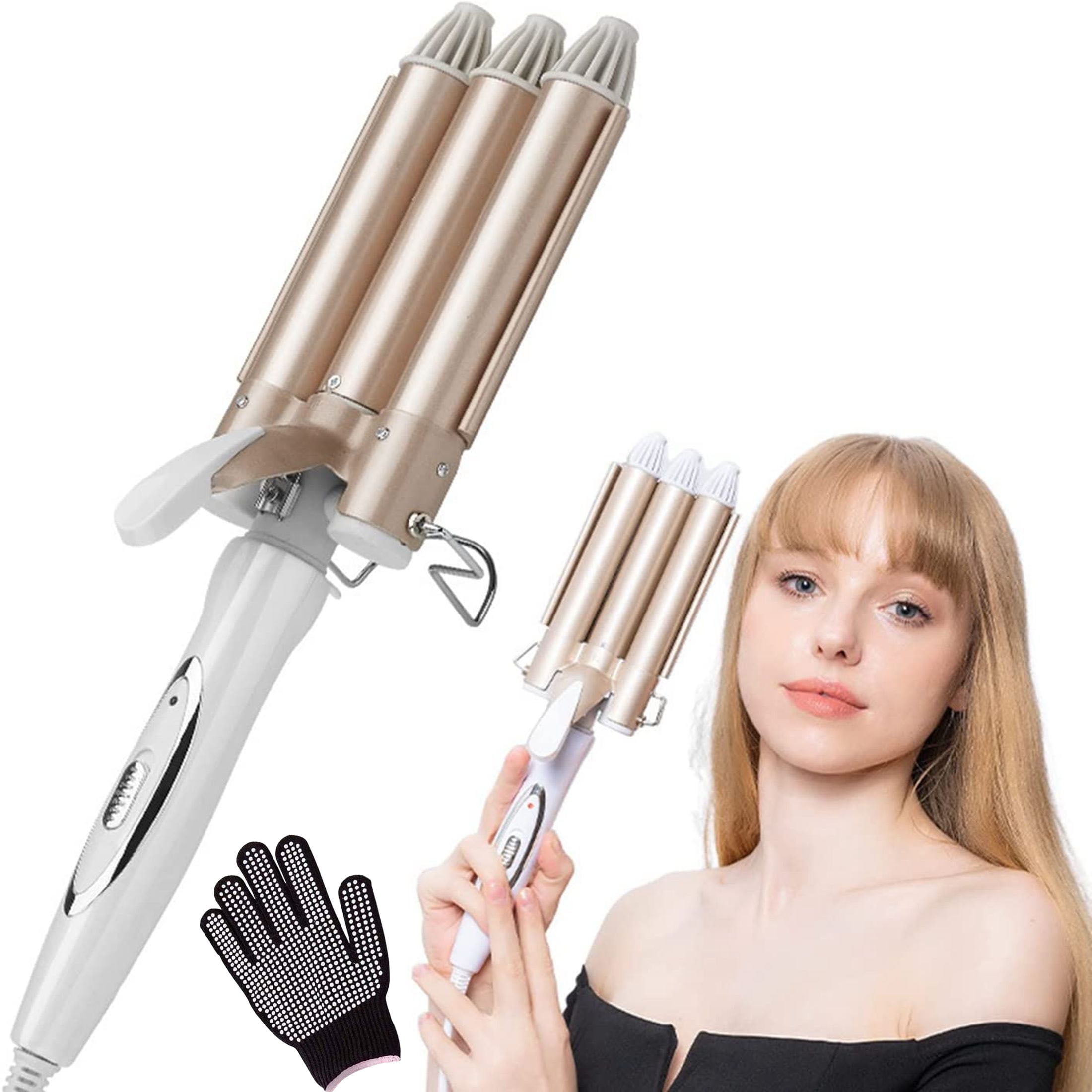 3 Curling Iron Wand Hair Crimper with 0.87 inch Ceramic Tourmaline