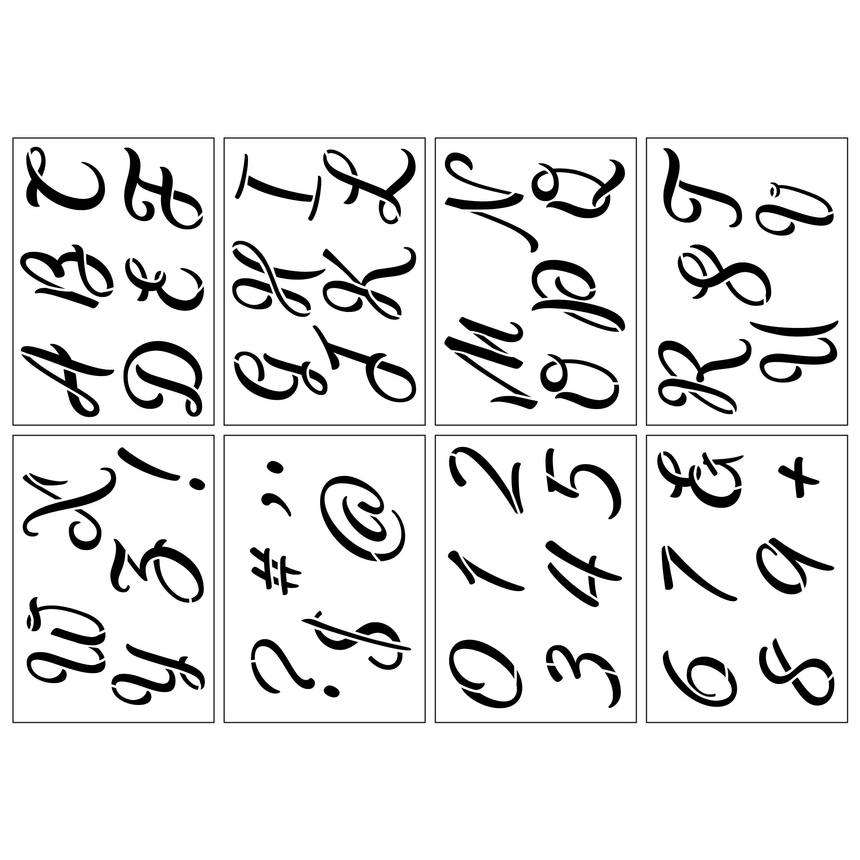 Crafters Choice Cursive Alphabet & Number Stencil 12 x 12 in Alphabet &  Number Cursive