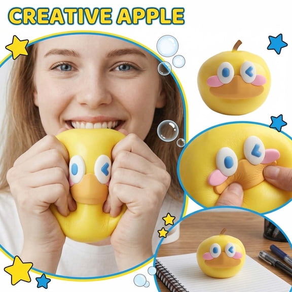 3" Cute Duck Face Apple Squishy Toys, Sensory Fidget Tabletop Ornament, Suitable for Party Favors & Daily Display