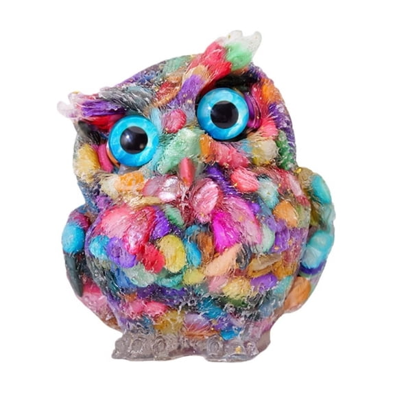 3" Cute Mini Natural Owl Carving, Rainbow Shell Owl Statue Carved, Gemstone Birds Figurine Decor, Healing Animals Home Decor, Gifts For Friends