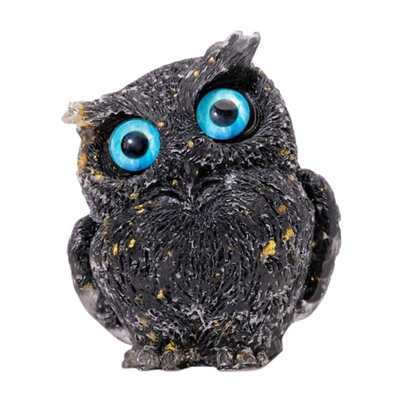 3" Cute Mini Natural Owl Carving, Rainbow Shell Owl Statue Carved, Gemstone Birds Figurine Decor, Healing Animals Home Decor, Gifts For Friends