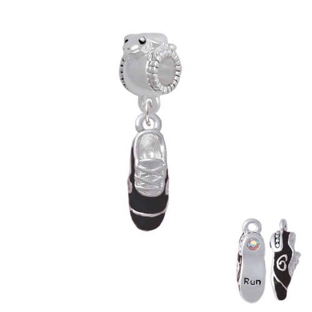 3-D Black Running Shoe - Frog Charm Bead