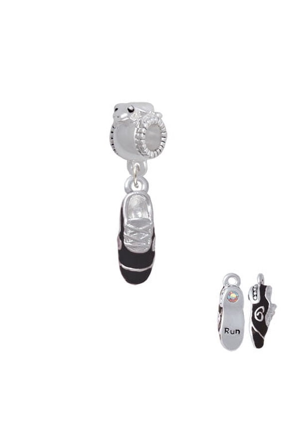 3-D Black Running Shoe - Frog Charm Bead