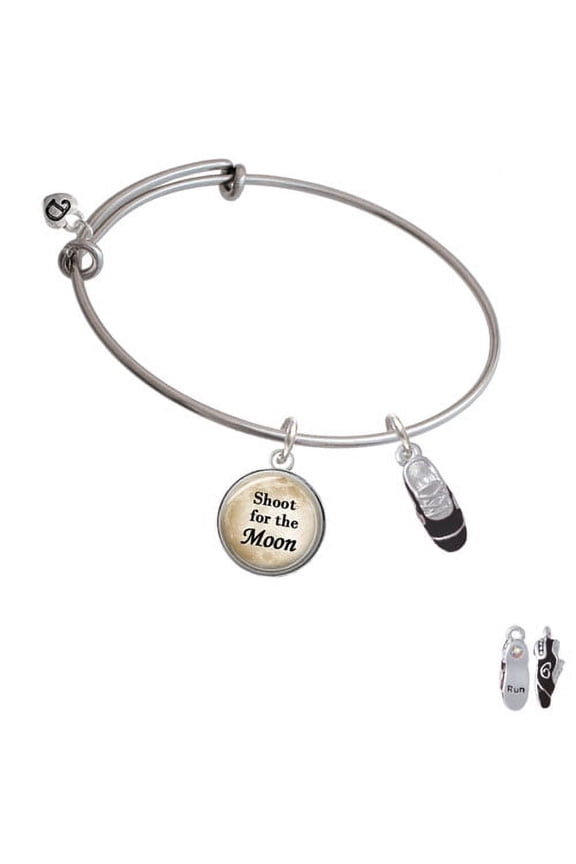 3-D Black Running Shoe Shoot for the Moon Bangle Bracelet