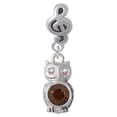 thumbnail image 1 of 3-D Brown & AB Crystal Owl - Clef Note Charm Bead, 1 of 1