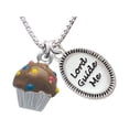 thumbnail image 1 of 3-D Chocolate Cupcake with Sprinkles Lord Guide Me Necklace, 18"+2", 1 of 2