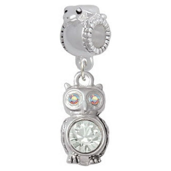 3-D Clear AB Crystal Owl - Frog Charm Bead