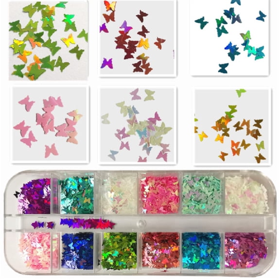3-D Colorful Laser Butterfly Sequins – Nail Art Flakes & Glitter Foil for Stunning Decoration TIKA