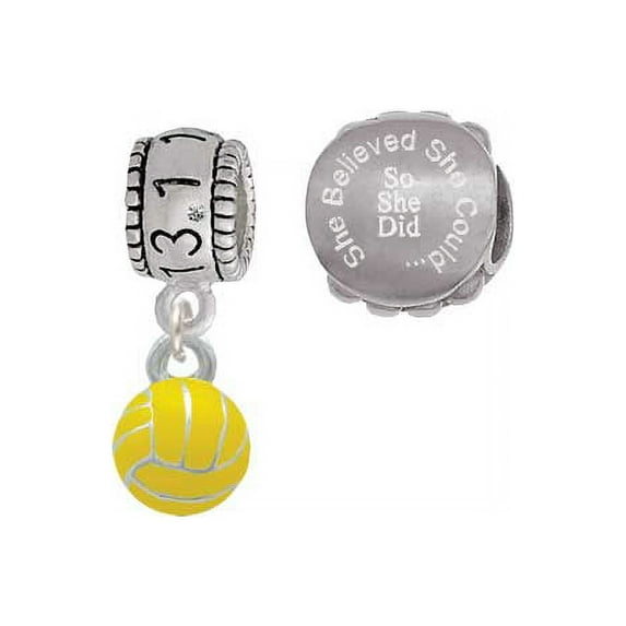 3-D Enamel Water Polo 13.1 Half Marathon Run She Believed She Could Charm Beads (Set of 2)