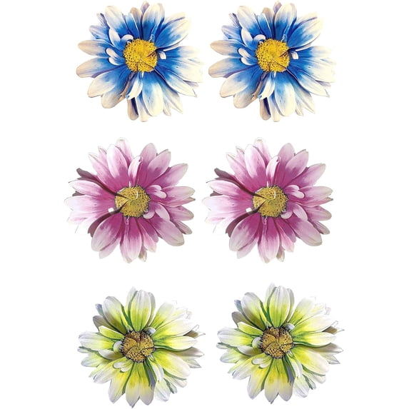 3-D Flower Pop Up Cards - 4" Wide, Set of 6, Blue, Green, Pink, Easter, Birthday, Mother's Day, Greeting Card, Wedding Favors, Get Well, Thank You