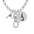 thumbnail image 1 of 3-D Hair Dryer - J - Initial Badge Clip Necklace, 1 of 1