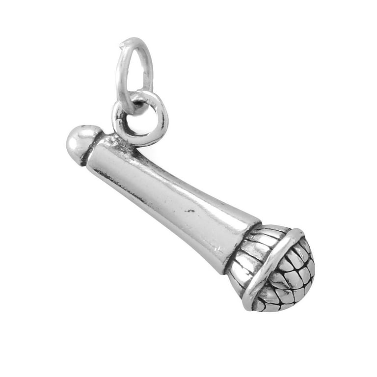 3-D Handheld Microphone Charm Sterling Silver 3-D Handheld Microphone Charm Sterling Silver