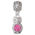 thumbnail image 1 of 3-D Hot Pink & AB Crystal Owl - Mother Charm Bead, 1 of 1