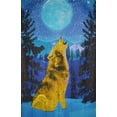 thumbnail image 1 of 3-D Howling Wolf Glow-in-the-Dark Print Cotton Wall Hanging 90" x 60" Single Blue with FREE 3-D Glasses, 1 of 3