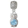 thumbnail image 1 of 3-D Light Blue & AB Crystal Owl - God Mother Charm Bead, 1 of 1