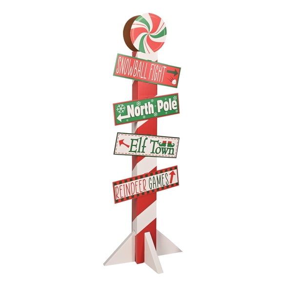 Beistle 20511 4 ft. 9.5 x 19.5 in. 3-D North Pole Directional Post Prop for Party Supplies - Pack of 12
