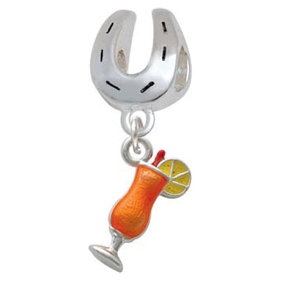 3-D Orange Tropical Drink - Horseshoe Charm Bead