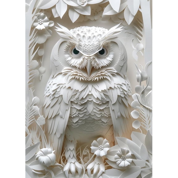 3 D Owl Paper-Cut Art Puzzles 1000 Piece for Adults, White Bird Animal Forest Jigsaw Puzzle for Adults, Impossible Difficult Hard Puzzle as Family Game