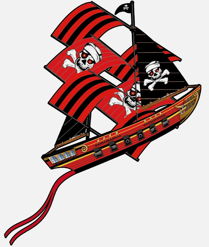 3-D P-51 Pirate Ship SuperSized Nylon Kite 35 inch length