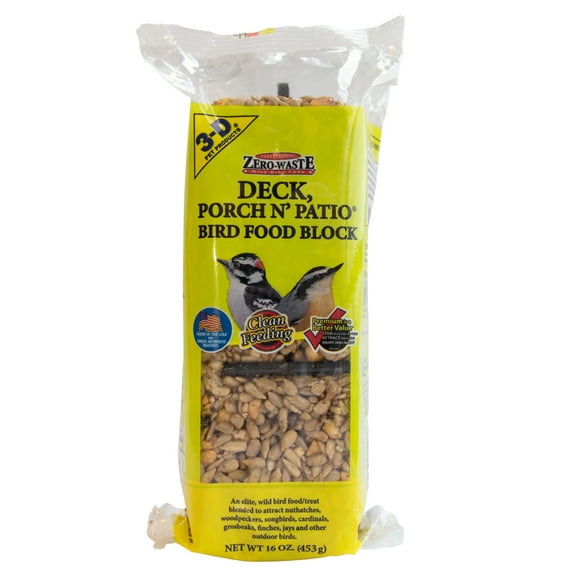 3-D Pet Products Deck Porch and Patio Wild Bird Food Block, Dry, 16 oz. Block, 1 Pack