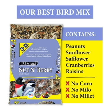 3-D Pet Products Premium Nut N' Berry Blend Dry Wild Bird Food, 14 lb.,  Does Not Contain Fillers, 1 Pack