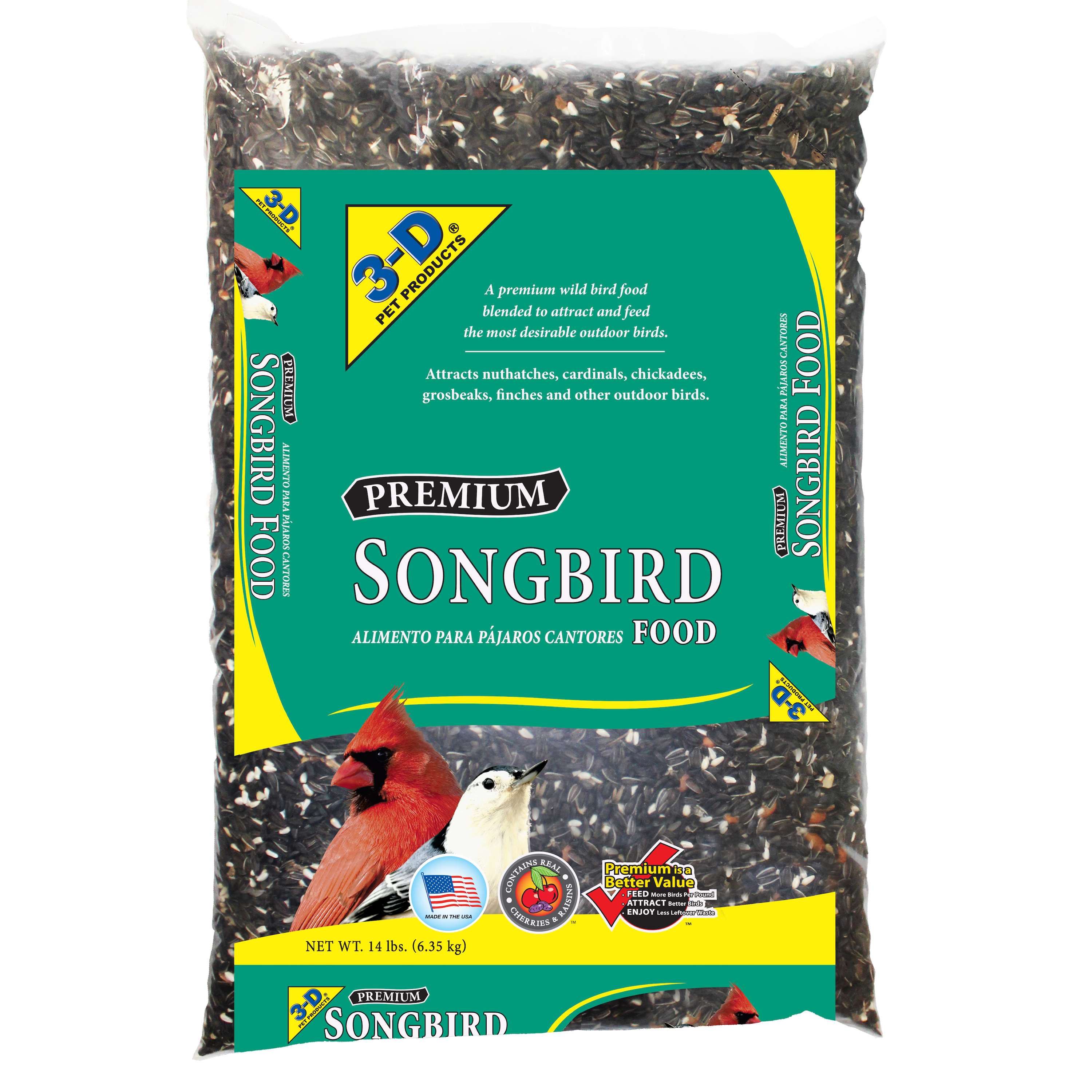 3-D Pet Products Premium Songbird Blend Dry Wild Bird Food, 14 lb.; Does Not Contain Fillers - image 1 of 15