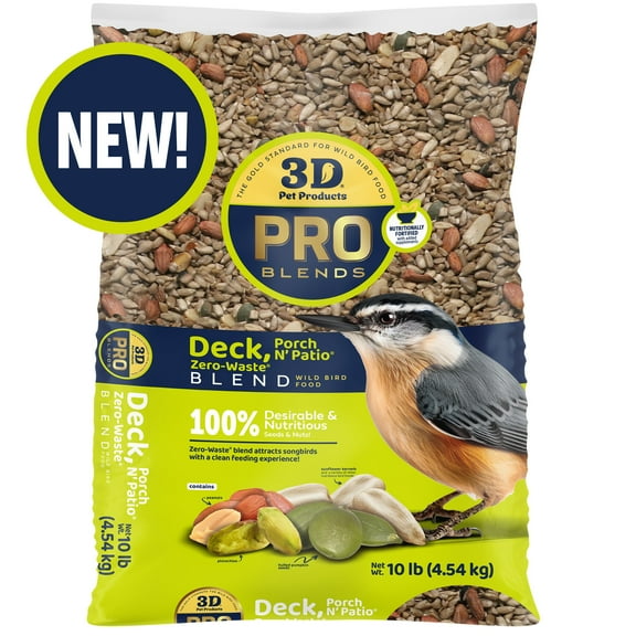 3-D Pro Blends Deck Porch N Patio® Zero-Waste® Blend, Wild Bird Seed Mix, 10 Pounds