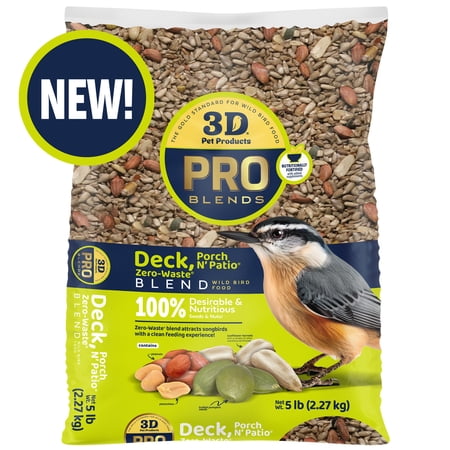 3-D Pro Blends Deck Porch N Patio® Zero-Waste® Blend, Wild Bird Seed Mix, 5 Pounds