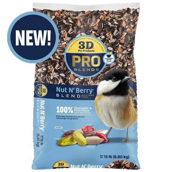 3-D Pro Blends Nut N' Berry® Blend Wild Bird Food, Wild Bird Seed, 15 Pounds
