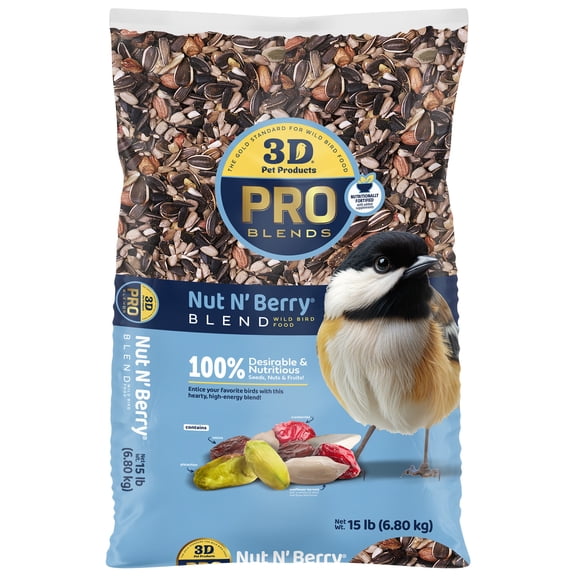 3-D Pro Blends Nut N' Berry® Blend Wild Bird Food, Wild Bird Seed, 15 Pounds