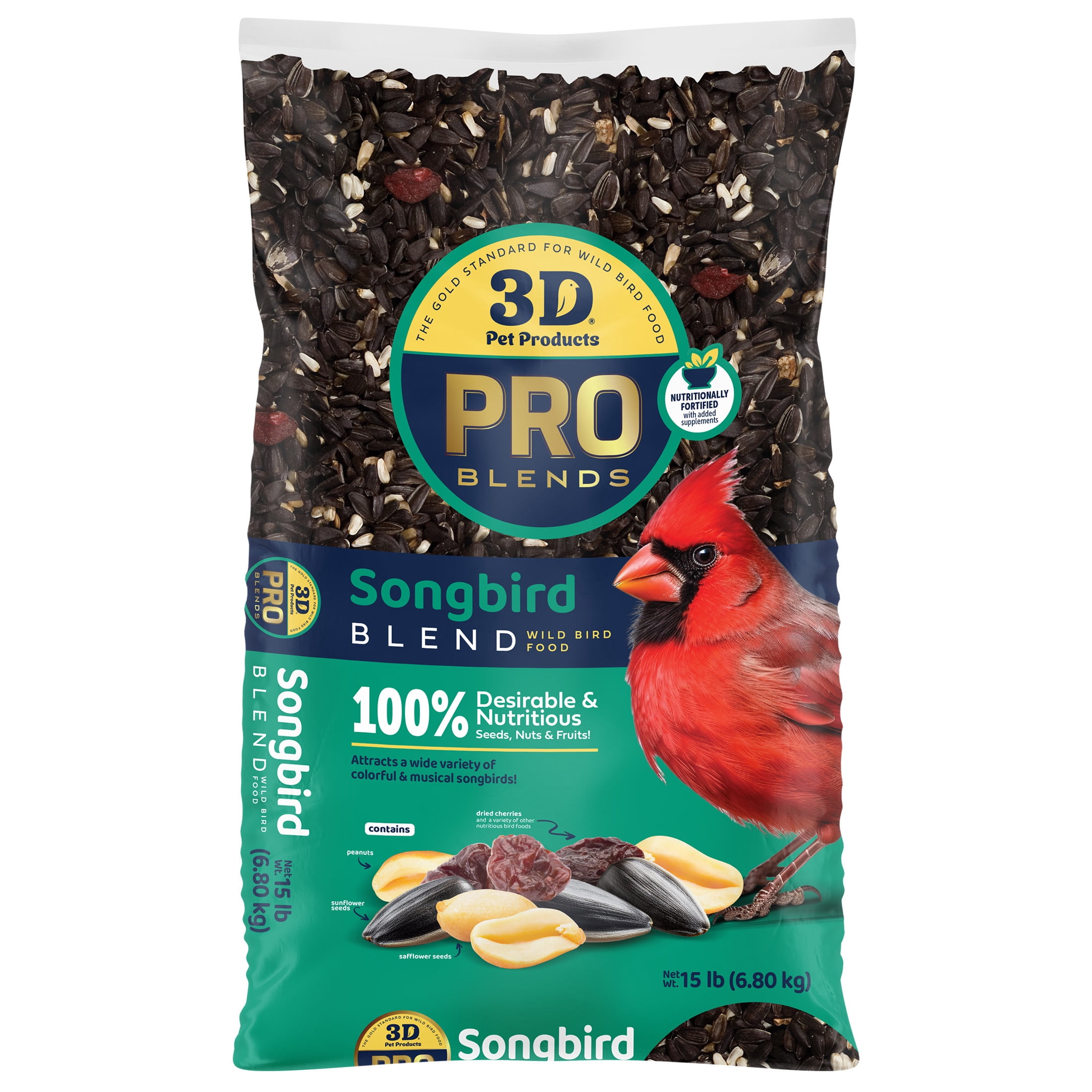 3-D Pro Blends Songbird Blend Wild Bird Food, Wild Bird Seeds, 15 Pounds