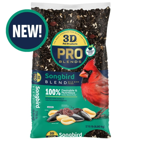 3-D Pro Blends Songbird Blend Wild Bird Food, Wild Bird Seeds, 15 Pounds