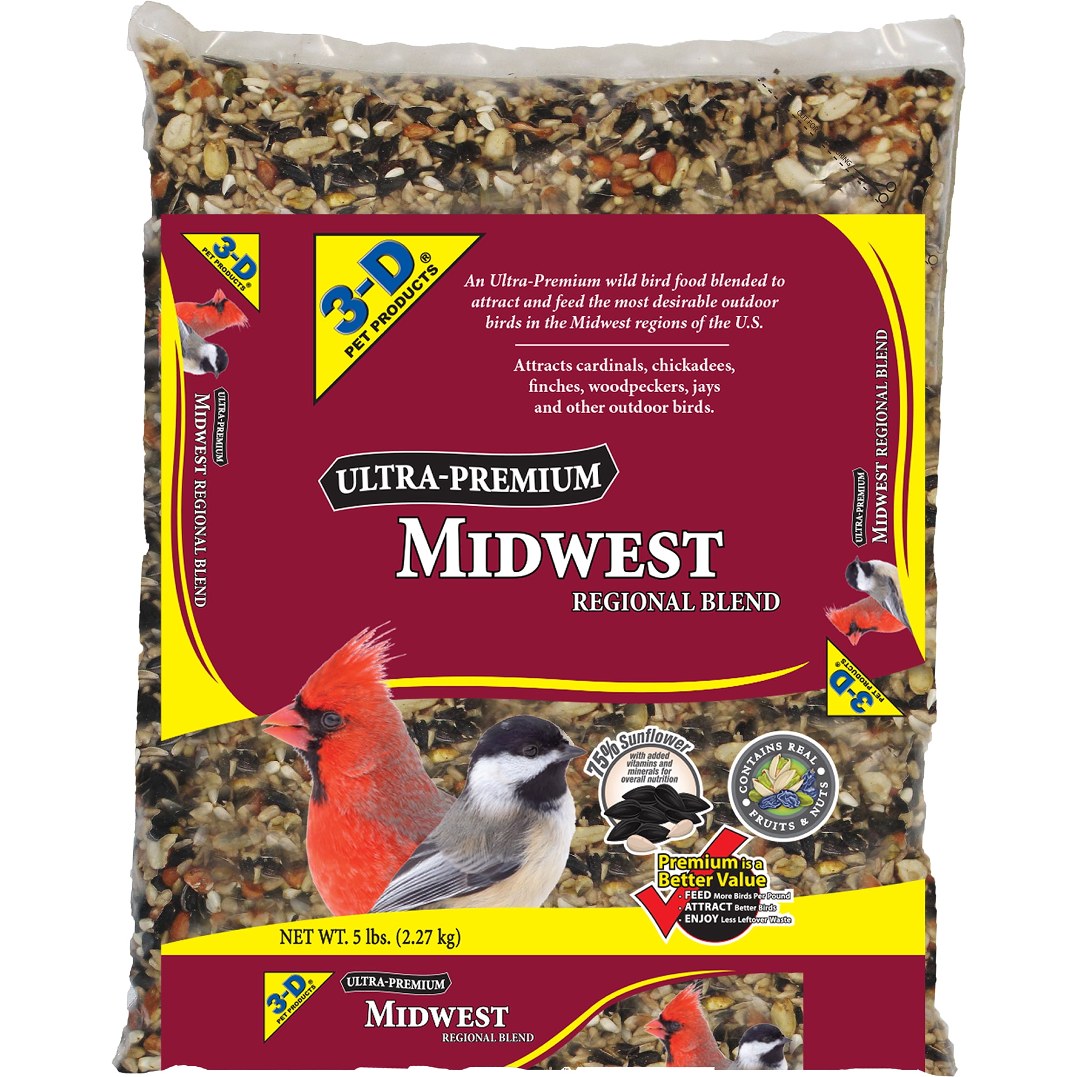 3-D Pet Products Ultra Premium Midwest Region Blend Dry Wild Bird Food ...