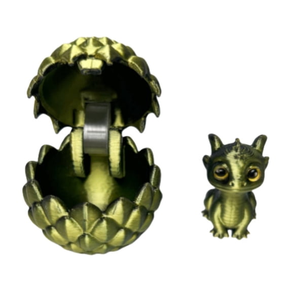 3 D Printed Dragon, 3D Dragon, Dragon Egg, Dragon Decor, Green Decor, Tabletop Decor, Fantasy Decor, Dragon Ornament, Iridescent Decor, Decoration, 2 Pc