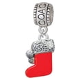 thumbnail image 1 of 3-D Red Stocking with Fur and Clear Crystal - Coach Charm Bead, 1 of 1