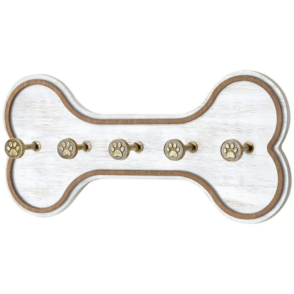 12 inch Pet Theme Wooden Key Rail with 5 Hooks for Keys, Bags, Hats, Accessories