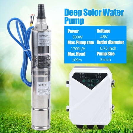 3" DC 48V Solar Stainless Submersible Well Pump Garden Water Irrigation Kit Solar Water Pump 500W Submersible Well Pump Irrigation MPPT Controller Solar Water Pump MPPT Controller Kit Farm Pumping