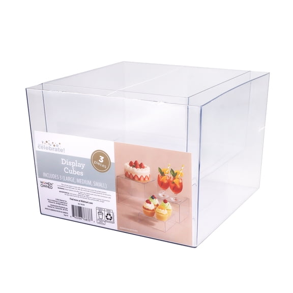 3 Pieces, Clear Plastic Display Cube Set, Assorted Sizes (Small, Medium & Large), by Way To Celebrate