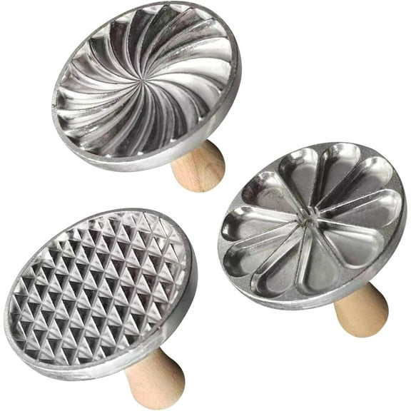 Cookie Stamps Set of 3 with Wooden Handle Zinc Alloy Cookie Embossers for DIY Baking Decorating Supplies for Cake and Pastry