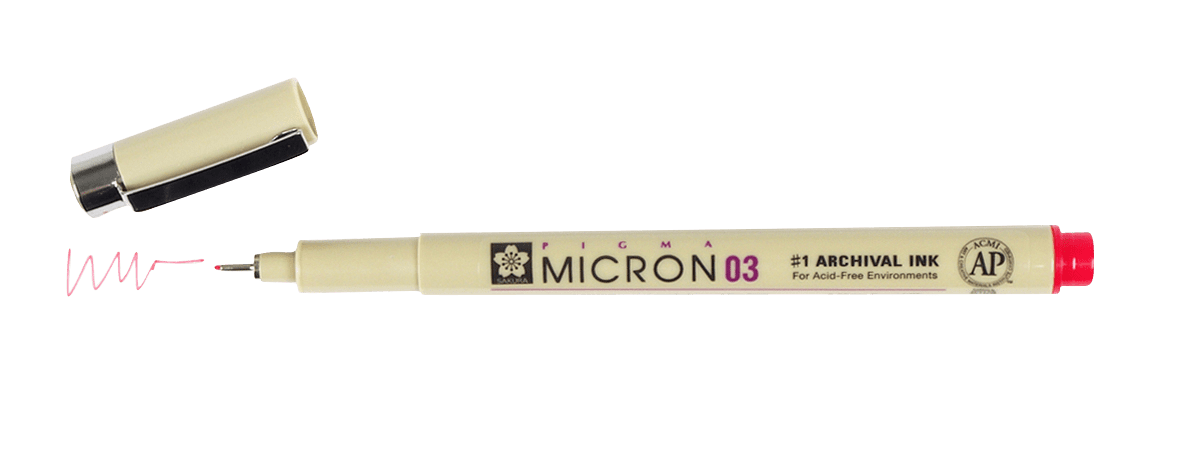3 DOZEN: Sakura Pigma Micron 03 Pen .35mm: Red (XSDK03-19)