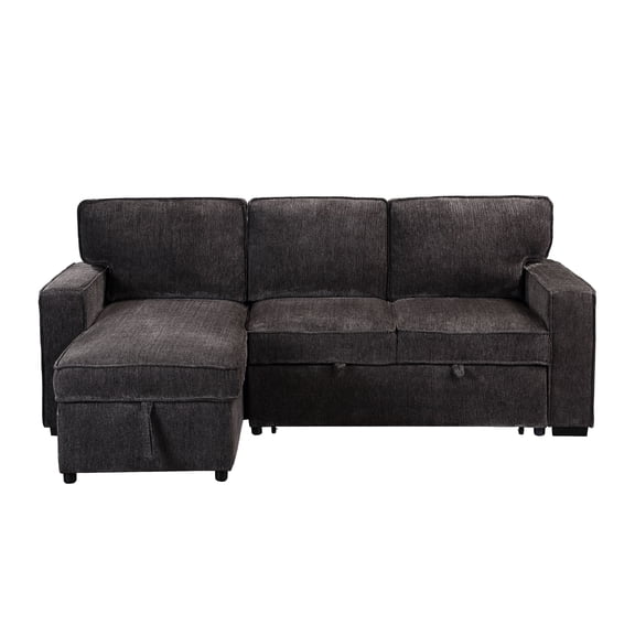 3 Dark Gray Pull Out Bed, With Modern 2 Cup Holders And Elegance , Bed Contemporary Flair