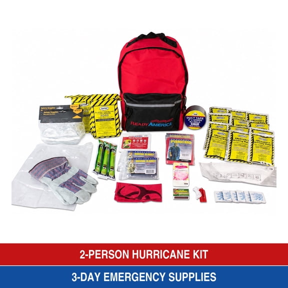 Ready America 2-Person 72-Hour Hurricane Emergency Backpack with Food, Water & First Aid Supplies