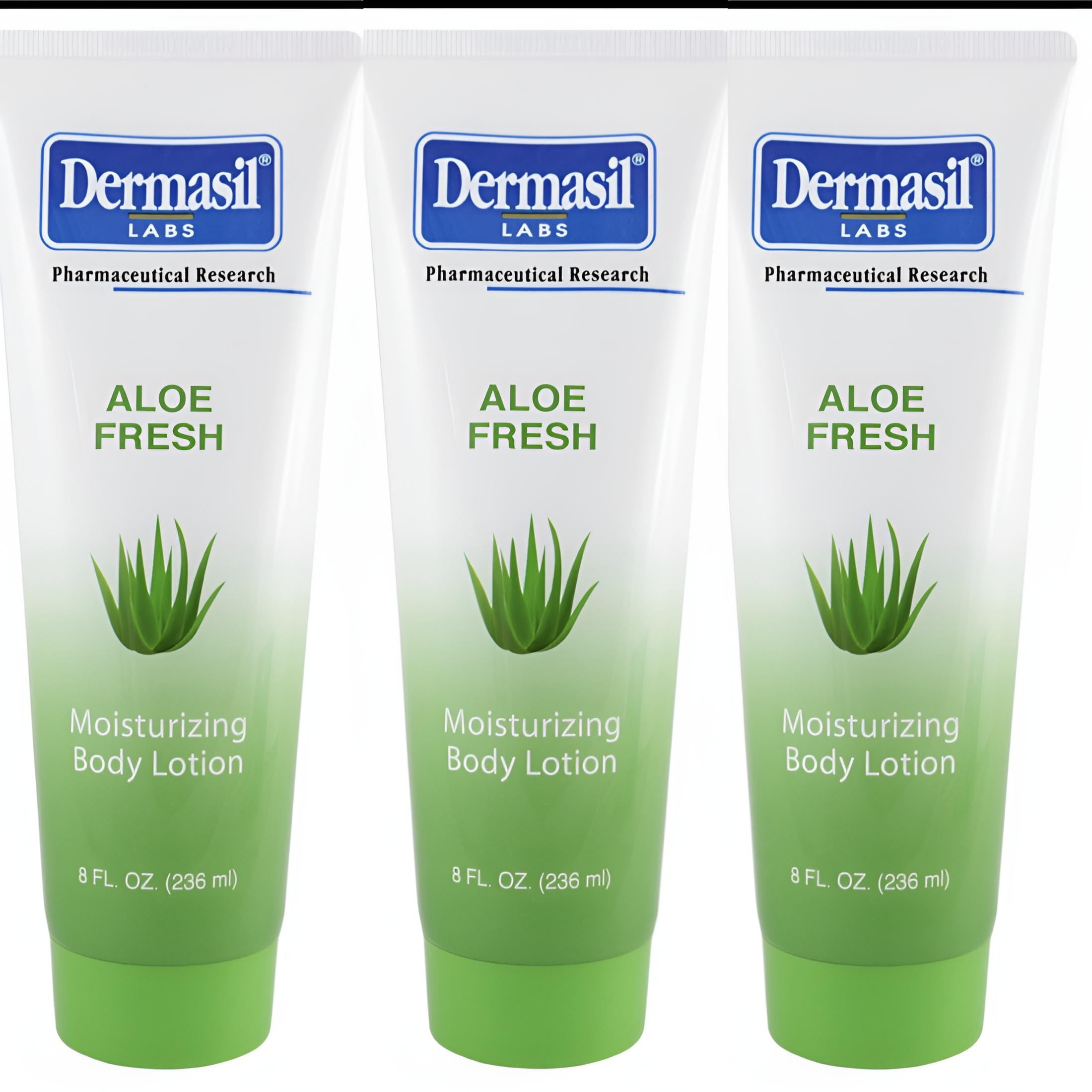 3 Dermasil Aloe Fresh Moisturizing Body Lotion,Paraben Free 8 oz. Tubes Each
